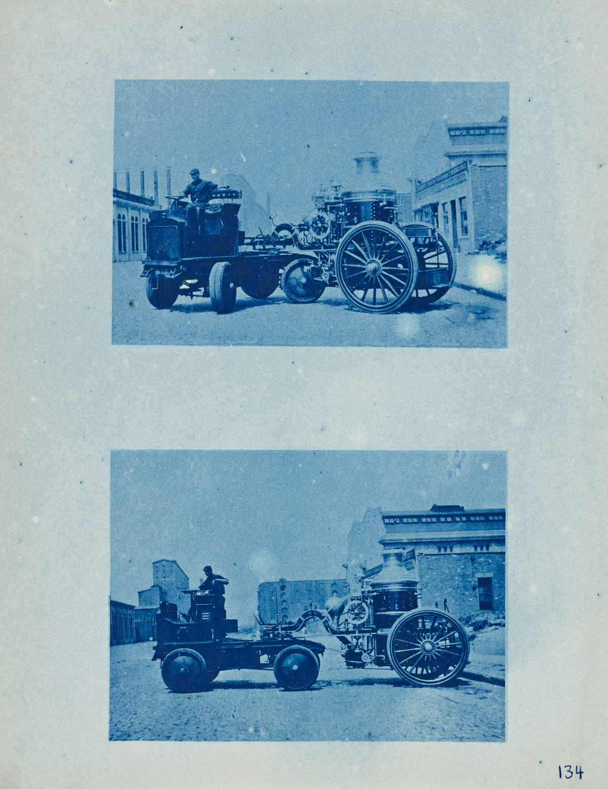 (CYANOTYPES) A selection of 22 richly-printed and finely-composed cyanotypes depicting a variety of delivery and freight vehicles.